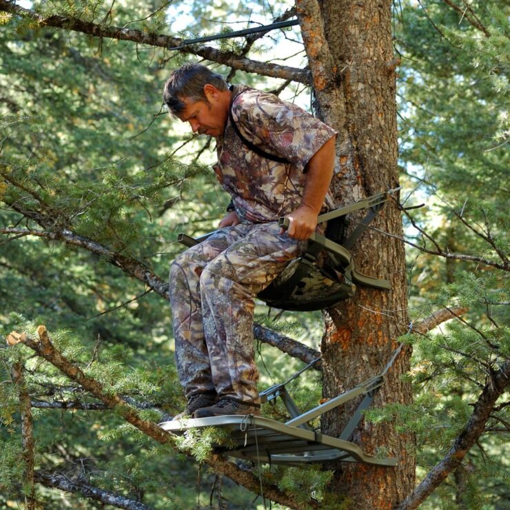 hunter sitting in tree stand