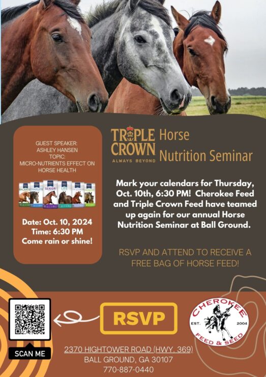 Triple Crown Horse Nutrition Seminar is Thursday, Oct. 10th